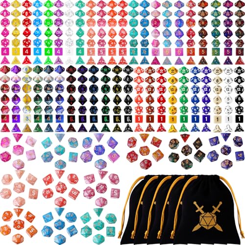 Yilloog 315 Pcs Dice Sets Bulk Polyhedral Dice Bulk with Drawstring Bag Multi Role Playing Table Game D4 D6 D8 D10 D12 D20 Mixed Style - Image 1