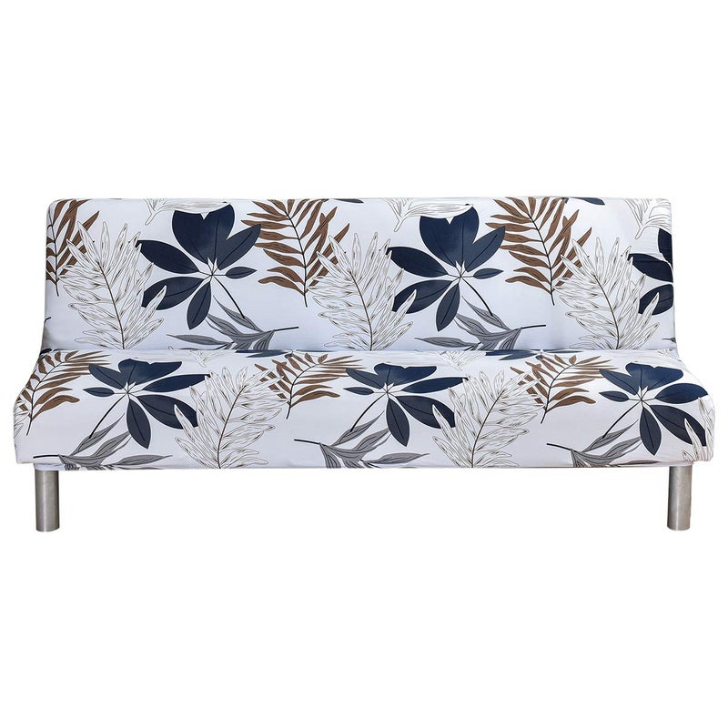 MIFXIN MIFXIN Futon Slipcover Armless Folding Sofa Cover Stretch Elastic Couch Furniture Protector for 3 Seat Foldable Futon Sofa Bed Without Armrests Blue Maple Leaf 