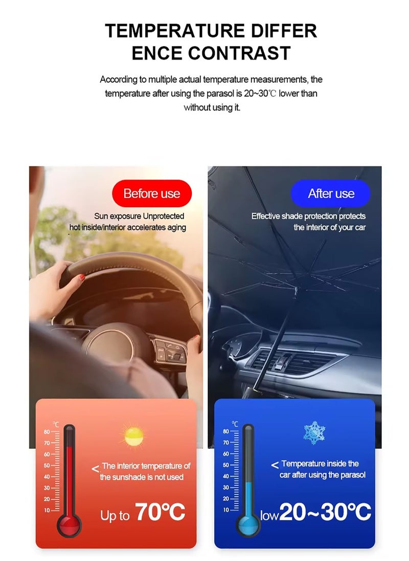 ToolHouse - Car Sunshade Foldable Car Windshield Sun Shade with Storage Bag For UV Blocking and Sun Protection - Image 1