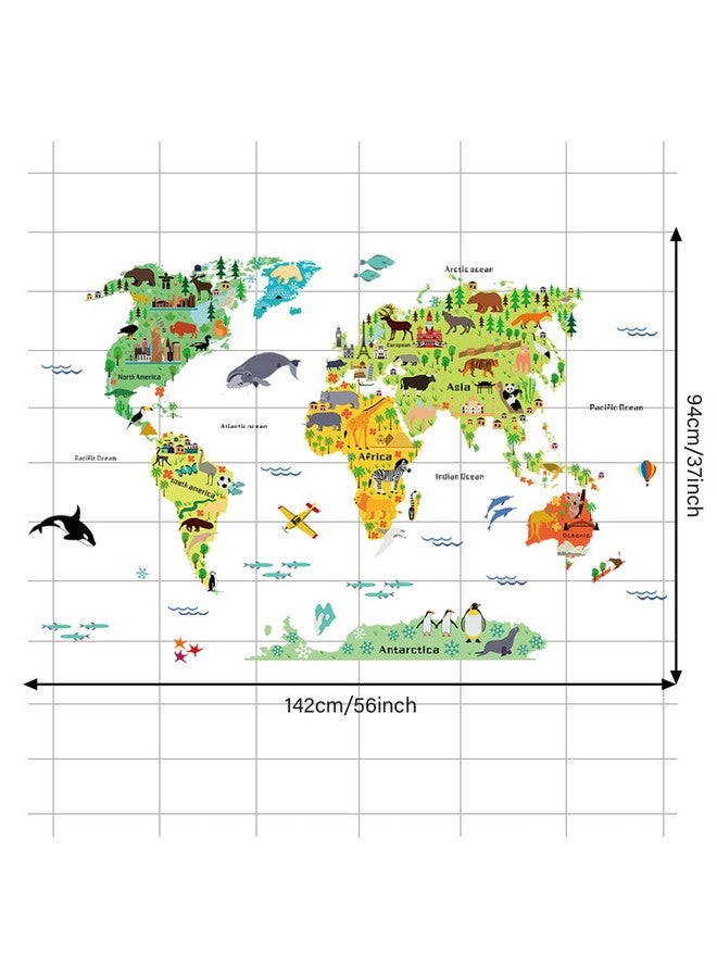 WOYINIS Colorful World Map Wall Decals World Ocean Animals Wall Stickers Self Adhesive Early Educational Map Wall Stickers Mural for Kids Bedroom Playroom Baby Nursery Decor - Image 3