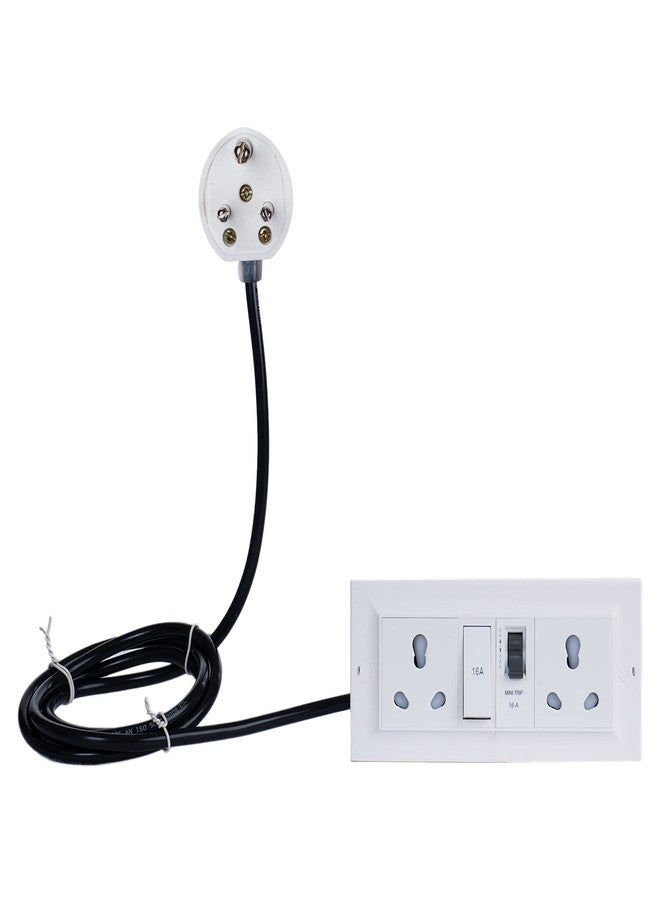 Hackensack Extension Board - Two 16/16A Socket 16A (15A) Master Switch and 16A MCB (Polycarbonate) Long 1.5 SQ.MM x 3 Core Heavy Duty 5 Meter Wire Cable with (15 Amp) 3 Pin Plug (White) - Image 1