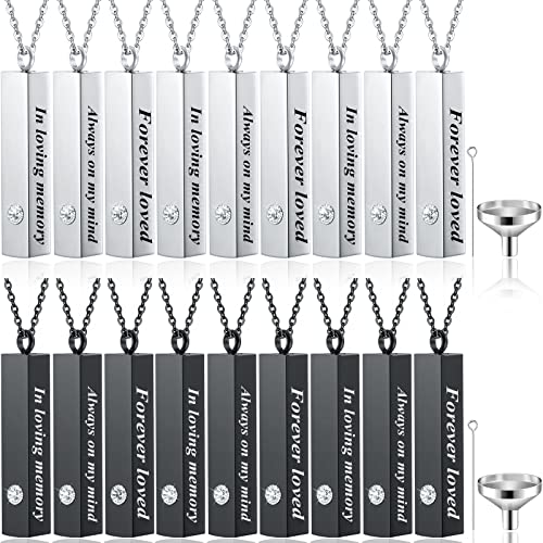 Mtlee Urn Necklace for Ashes for Men and Women Cremation Jewelry for Ashes Stainless Steel Small Keepsake Pendant for Human Ashes (Black, Sliver, 6 Pieces) - Image 1