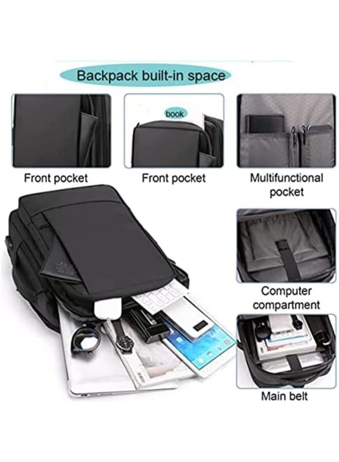 رايتشر حقيبة ظهر للكمبيوتر المحمول للأعمال حقيبة ظهر مقاومة للماء مع شحن USB لحقيبة ظهر للسفر مقاس 15.6 بوصة مع توسيع سعة 30٪ - Image 3