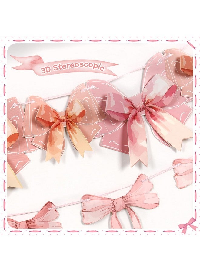 EASY JOY 3 Pcs Pink Bow Banners for Coquette Birthday Hanging 3D Bow Banners for Girls Bow Birthday Baby Shower Bridal Shower Bachelorette Party Decorations - Image 3