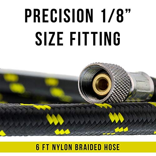 Master Airbrush Premium 6 Foot Nylon Braided Airbrush Hose - 1/8" BSP Air Brush Adapter Fitting Connectors on Both Ends (Hose Color May Vary) - Image 2