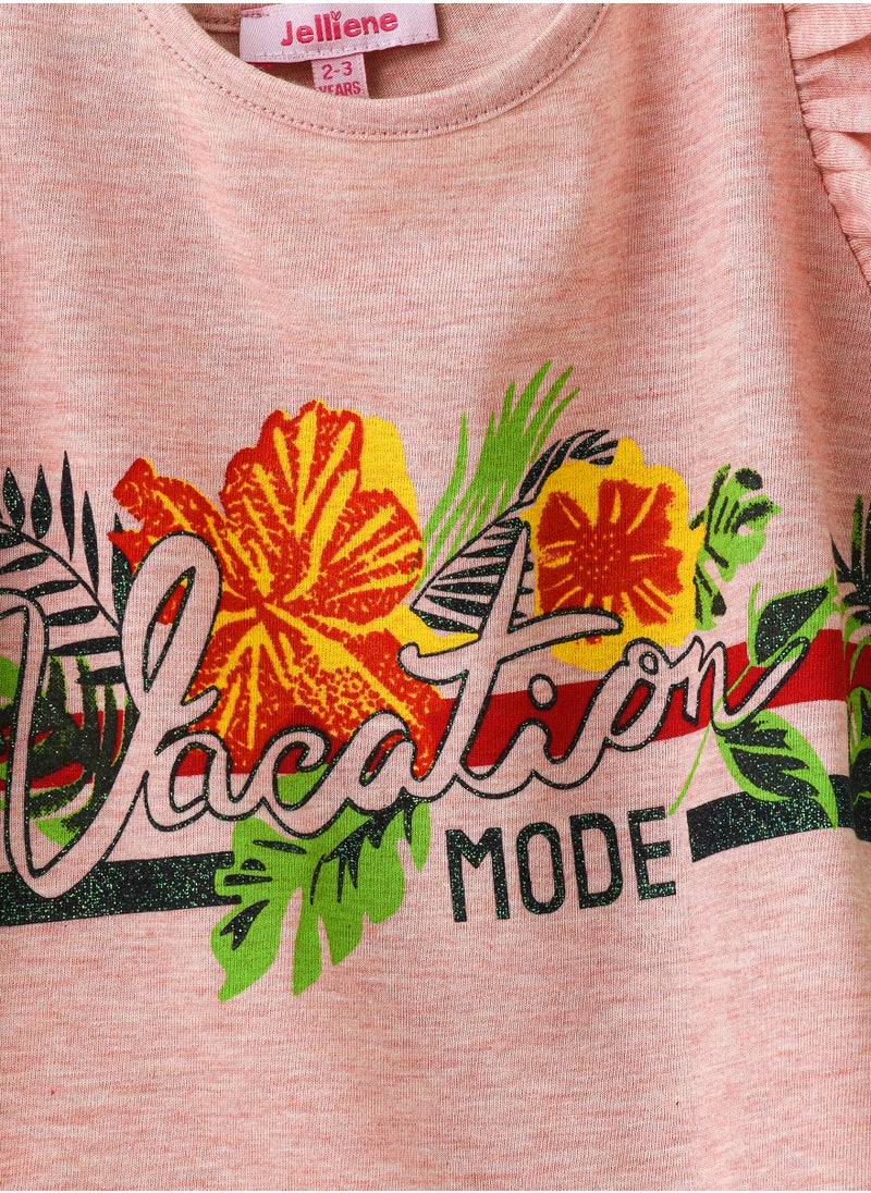 Jelliene Tropical Vacation Mode Cotton Tee for Girls  - Image 3
