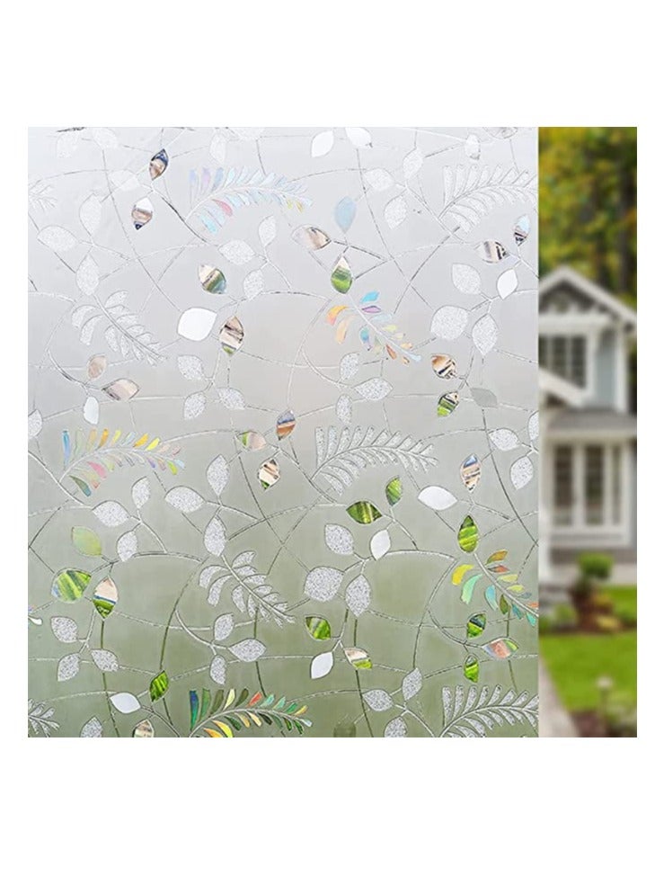 SYOSI Window Film, 3D Privacy Window Film, Leaves Self-Adhesive Glass Film, Anti-UV Static Frosted Window Film Removable Window Sticker for Bathroom Kitchen Living Room Decoration (17.7x39.5in)  - Image 1