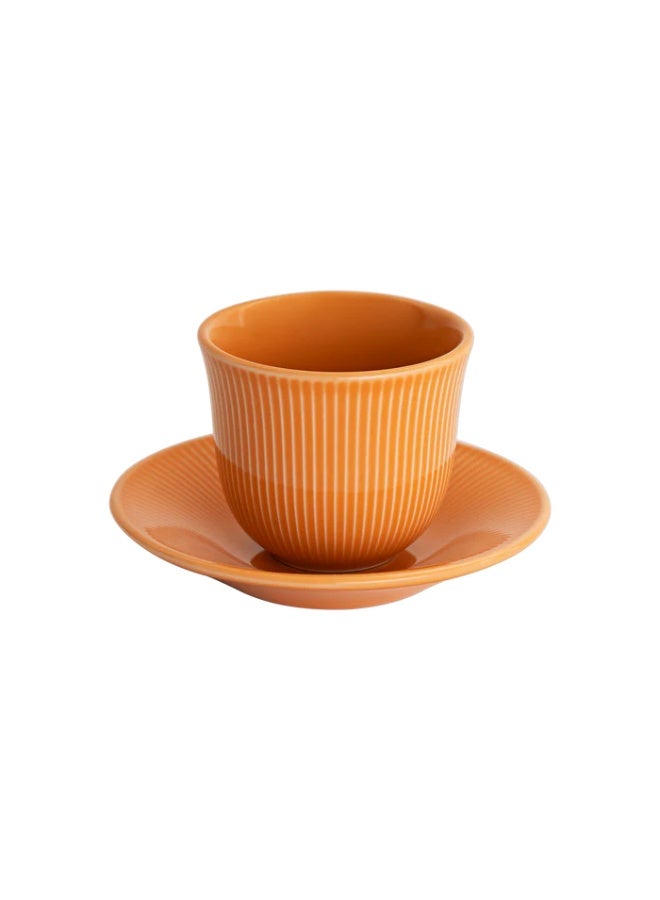 Loveramics Brewers 150ml Embossed Porcelain Tasting Cup With 13cm Plate Orange