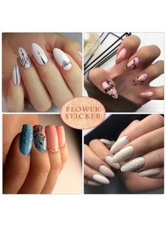 EBANKU 12 Sheets Black White Nail Art Sticker Leaves Retro Flower Vine Pattern Decals French Classic Simple Self Adhesive Decals For Girl Women Nails Art Diy Decoration  - Image 4