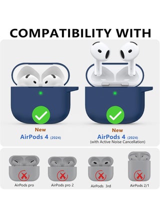 Soft Silicone Protective Case Cover for AirPods 4 with Cleaner Kit and Keychain(Blue) - view 2
