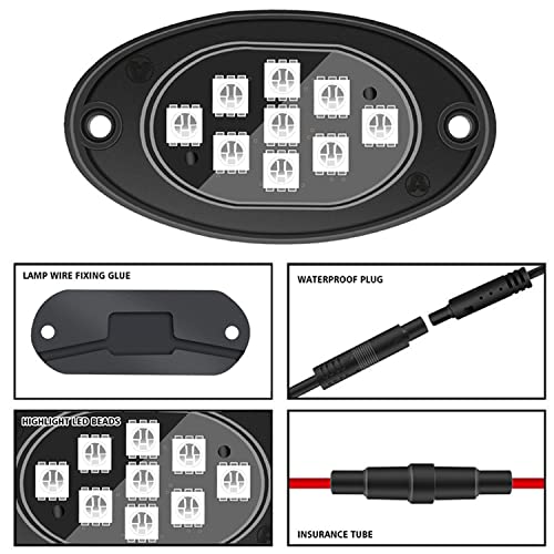 Leiboow 20 Pods Led Rock Lights for Trucks, RGB LED High Brightness Multifunction Neon Underglow Kit Waterproof Car Light with APP/RF Control, Rock Lights for Pickup Off Road RZR SUV ATV UTV - Image 5