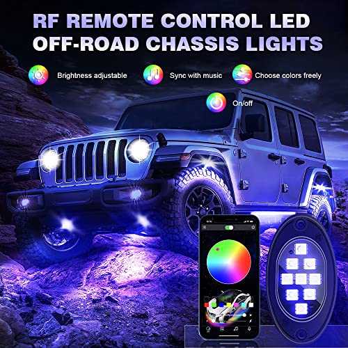 Leiboow 20 Pods Led Rock Lights for Trucks, RGB LED High Brightness Multifunction Neon Underglow Kit Waterproof Car Light with APP/RF Control, Rock Lights for Pickup Off Road RZR SUV ATV UTV - Image 2