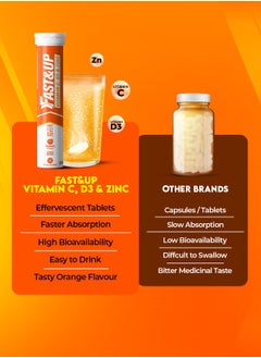 FAST&UP Vitamin C D3 And Zinc Drink 20 Effervescent Tablets Orange Flavour  - Image 5