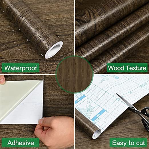 HAPPYMATES Wood PVC Grain Stickers for Wardrobe Cupboard Table Furniture Waterproof Self Adhesive Removable Wallpaper Home Decor Film (24 X 100 Inch, Plank Wood) - Image 5