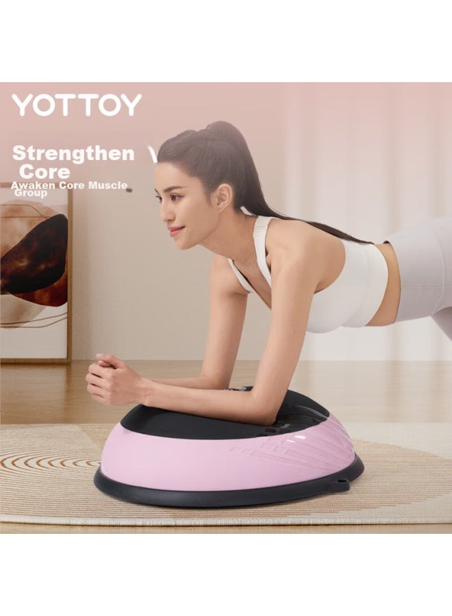 Yottoy Bosu Ball, Half-round Balance Ball, Thickened Anti-burst Yoga Fitness Ball, For Men And Women, Pilates Foot-stepping Half Ball - Black And Pink - Image 3
