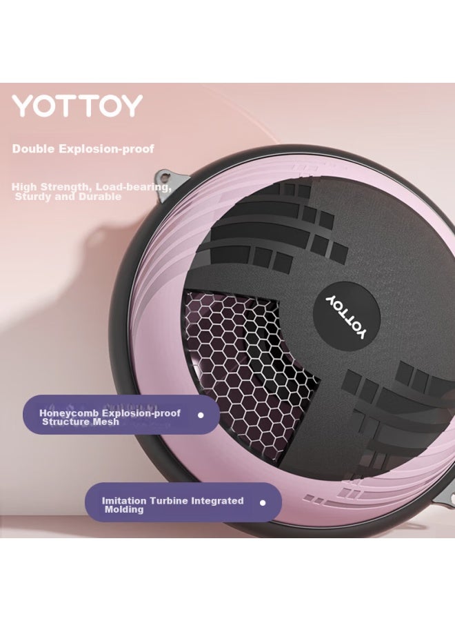 Yottoy Bosu Ball, Half-round Balance Ball, Thickened Anti-burst Yoga Fitness Ball, For Men And Women, Pilates Foot-stepping Half Ball - Black And Pink - Image 1
