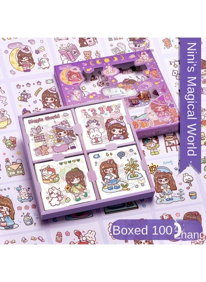 Bluejw Hand Account Sticker Girl Children's Hand Account Sticker Transparent Sticker Suit Cartoon Water Cup Sticker Cute Internet Celebrous Cane - Image 1