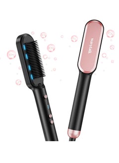 Ionic Hair Straightener Brush Hair Straightening Brush Flat Iron For Women Antiscald Ceramic Straightening Comb Fast Heating For Home Salon Rose Gold.