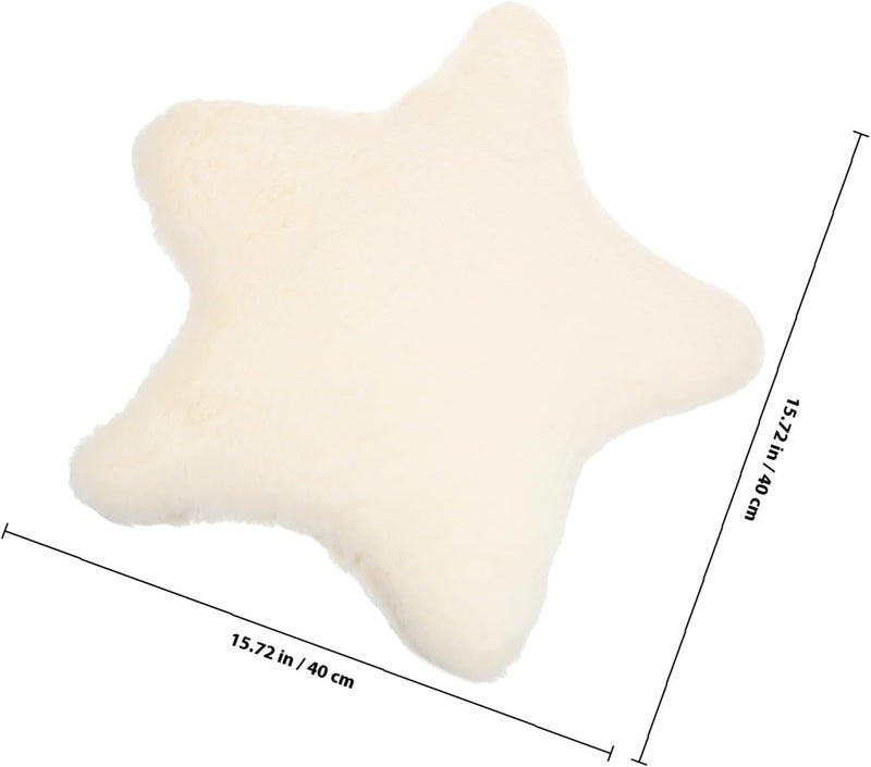 GALPADA Plush Star Throw Pillow Large Cozy Furry Star Shaped Nap Cushion Cream White Decorative Pillow for Bedroom Sofa Home - Image 2