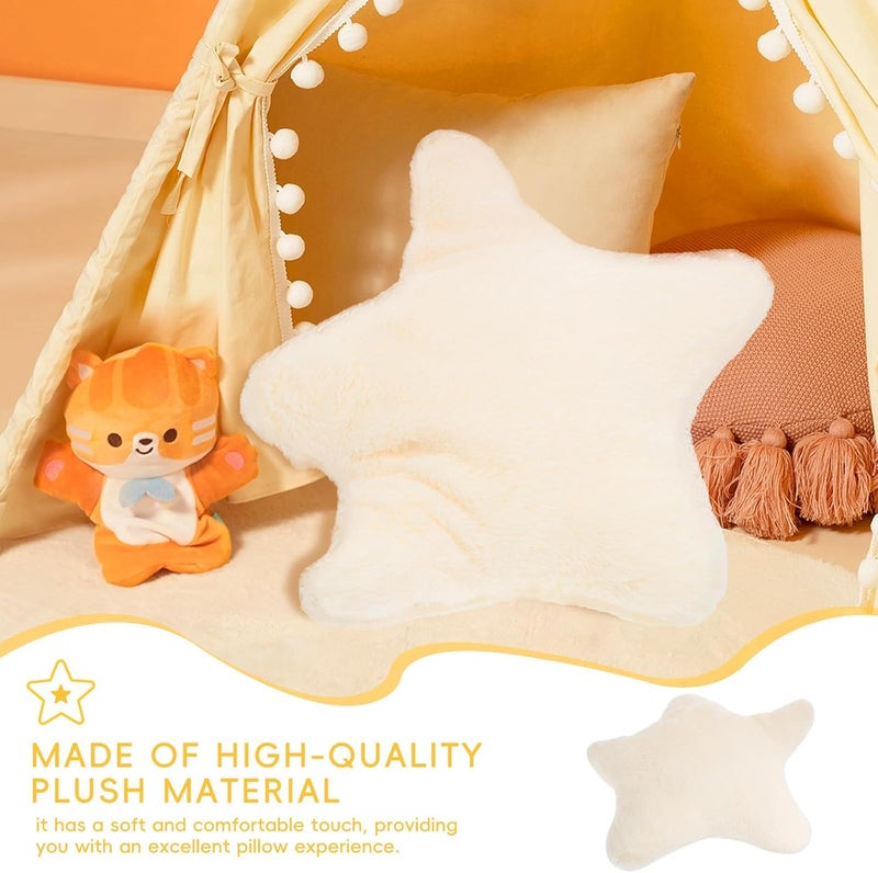 GALPADA Plush Star Throw Pillow Large Cozy Furry Star Shaped Nap Cushion Cream White Decorative Pillow for Bedroom Sofa Home - Image 3
