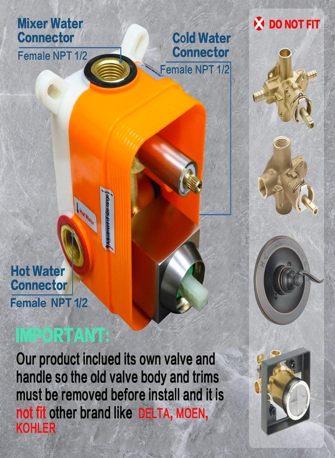Enga 2-Way Shower Mixer Valve, Dual Function Shower Diverter, Brushed Nickel - Image 4