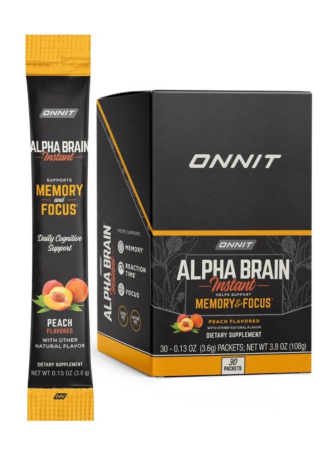 ONNIT Alpha Brain Instant Peach Flavor - Nootropic Brain Booster Memory Supplement - for Focus, Energy & Clarity - Alpha GPC Choline, Cats Claw, L-Theanine, Bacopa - 30ct - Image 1
