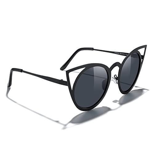 MERRY'S Cat Eye Sunglasses Round Metal Cut-Out Flash Mirror Lens Metal Frame Sun glasses S8064 (Black, 50) - Image 5