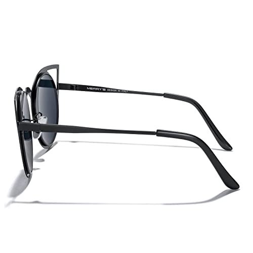 MERRY'S Cat Eye Sunglasses Round Metal Cut-Out Flash Mirror Lens Metal Frame Sun glasses S8064 (Black, 50) - Image 3