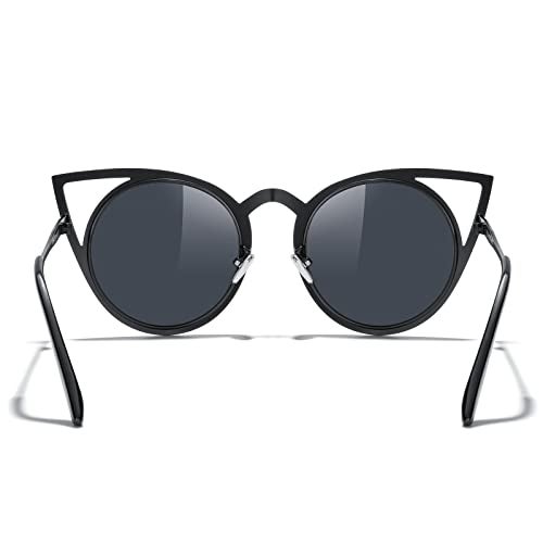 MERRY'S Cat Eye Sunglasses Round Metal Cut-Out Flash Mirror Lens Metal Frame Sun glasses S8064 (Black, 50) - Image 4