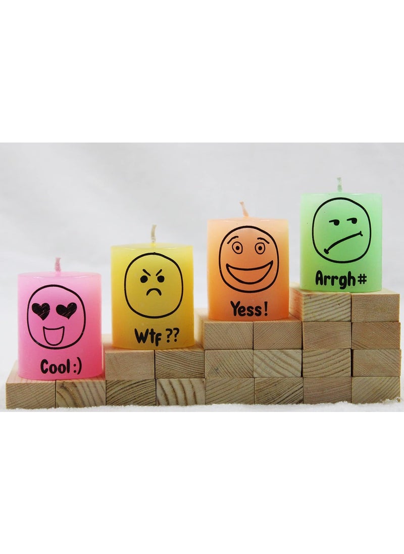 atorakushon atorakushon Smokeless Scented Paraffin Wax Multi Colours Round Printed Pillar Candles Decoration for Birthday Valentine Day Home Decor (Set of 4)  - Image 2