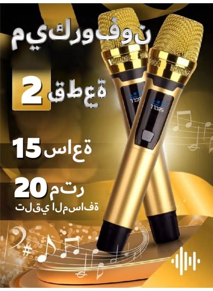 نظام ميكروفون لاسلكي مزدوج بتقنية 2.4 جيجاهرتز، ميكروفون محمول يعمل بنظام ”التوصيل والتشغيل“ مزود بجهاز استقبال قابل لإعادة الشحن، مناسب للكاريوكي والكنائس وأنظمة الصوت العامة (البطارية غير مرفقة) - Image 1