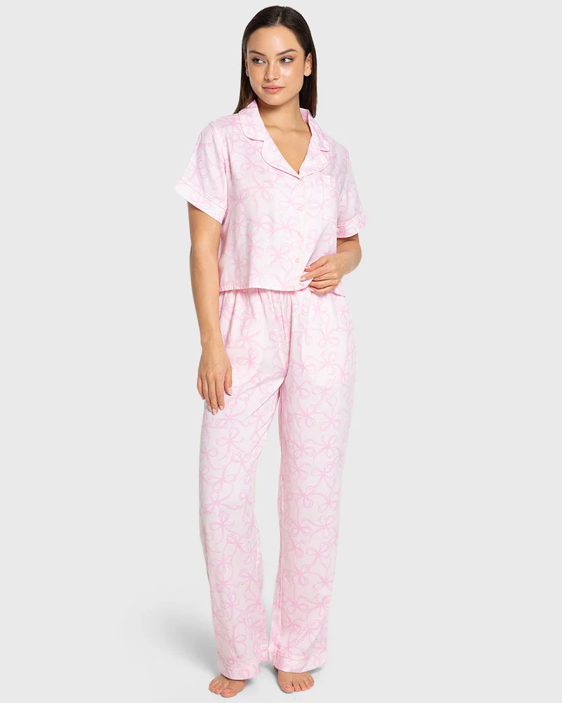 ايسلا اند ايفي Isla & Evie Pink Bows Long Pant Pajama Set