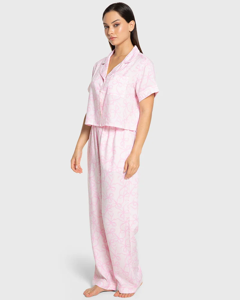 ايسلا اند ايفي Isla & Evie Pink Bows Long Pant Pajama Set