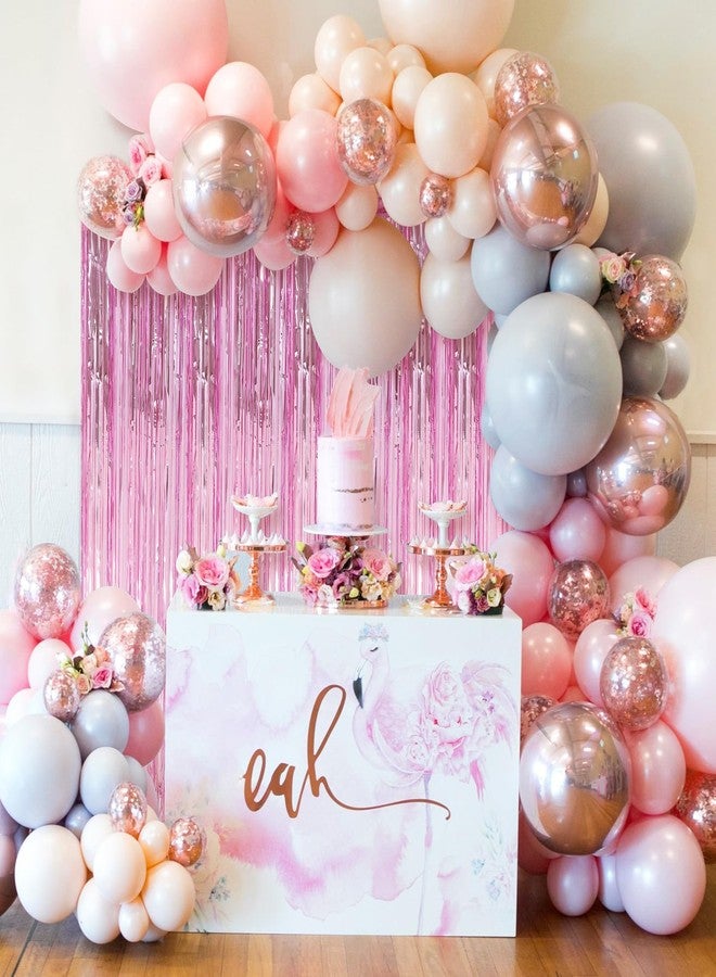 Profasion 2 Pack Pink Foil Fringe Curtains Streamers Party Decorations 3.3 x 8.2 ft, Pink Tinsel Curtain Fringe Backdrop for Parties, Door Fringe Birthday Streamers, Barbie Backdrop Birthday Party Decorations - Image 3