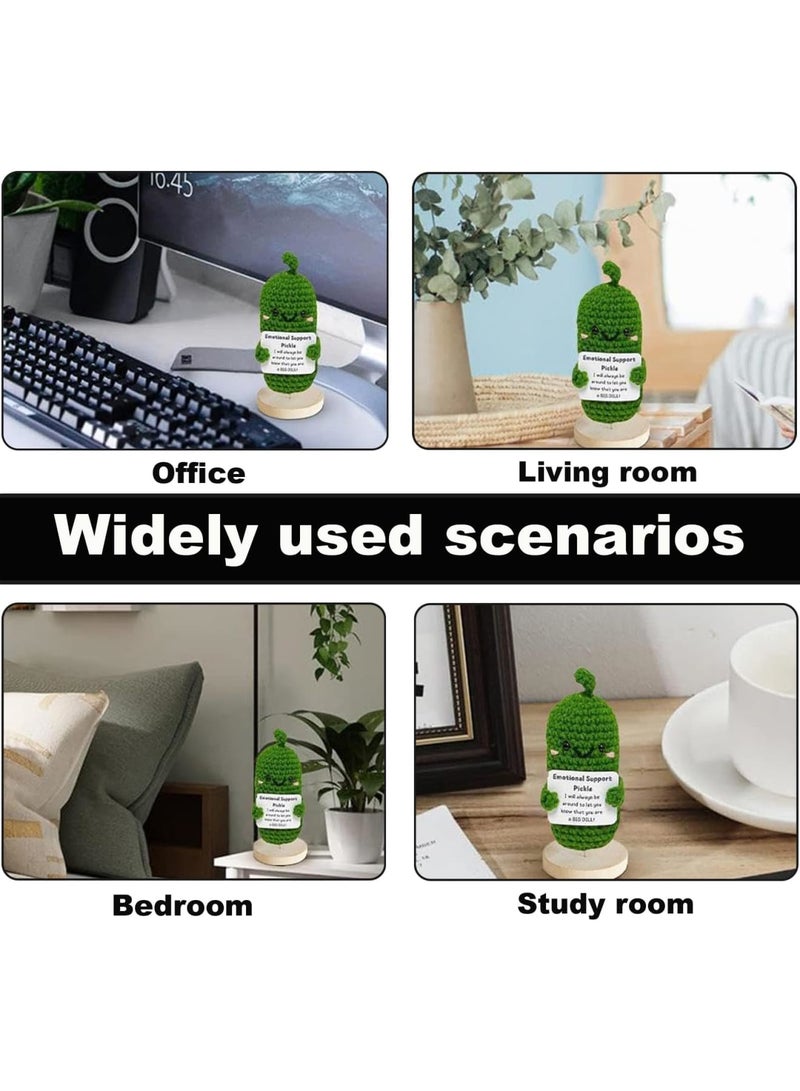 SYOSI Emotional Support Pickle Doll, Cute Crochet Cucumber Knitting Toy, Funny Reduce Pressure Gift, with Positive Cards, Unisex, Green, 4.3 Inches - Image 5