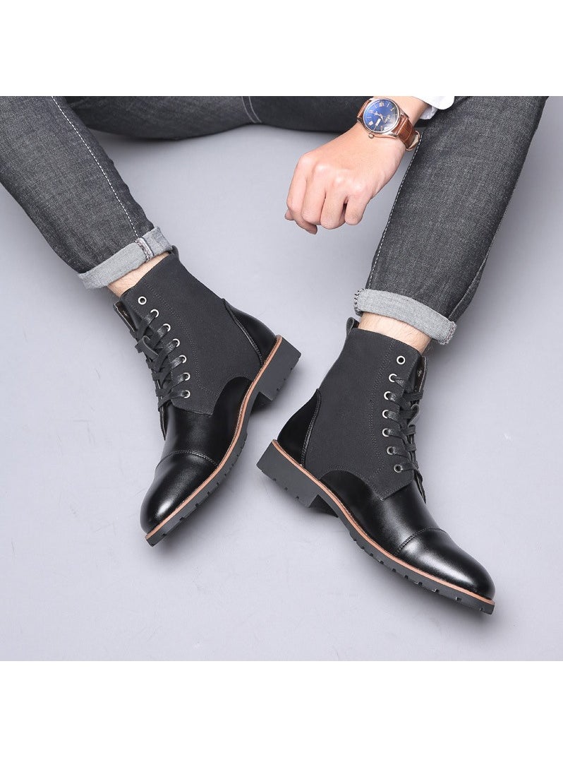 KUYING - New Men's Casual Leather Boots - Image 1