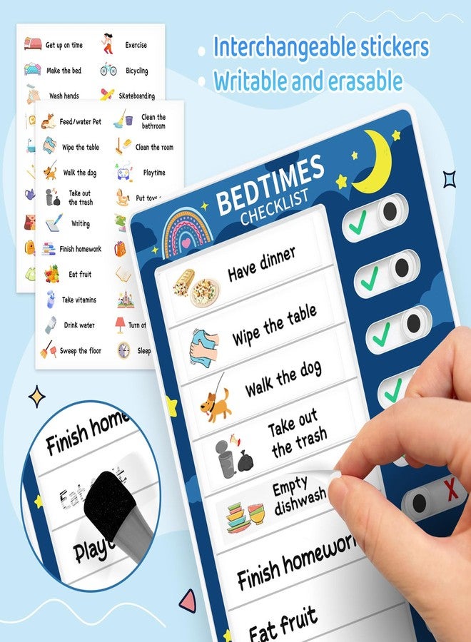 Tsytyst Chore Chart for Kids: Dry Erase Visual Schedule, Magnetic Bedtime/Morning Routine Chart - Toddler Chore Board, Checklist, To Do List for Kids (2 morning checklists, 2 bedtime checklists) - Image 2