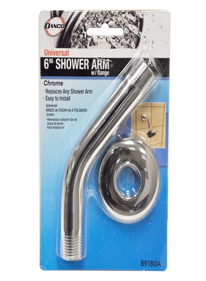 Danco 89180 Shower Arm With Flange, For Use With Standard 1/2 in Pipe Thread, 6 in, Stainless Steel, Brushed Nickel - Image 2