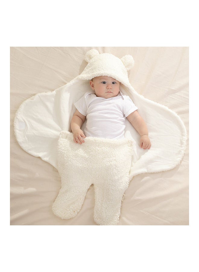 Generic Soft And Light Weight Baby Winter Sleeping Pajama Swaddling With Bear Ear Hat - White  - Image 4
