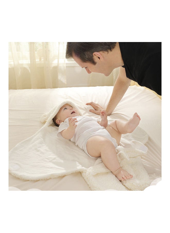 Generic Soft And Light Weight Baby Winter Sleeping Pajama Swaddling With Bear Ear Hat - White  - Image 3