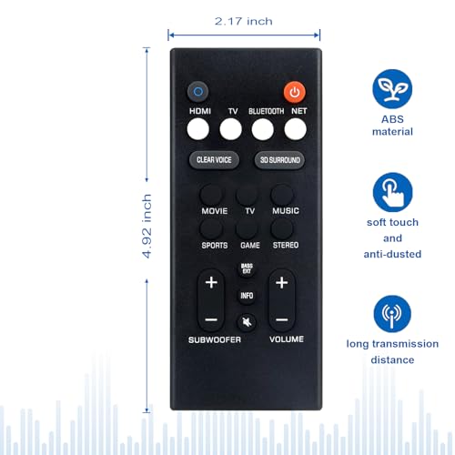 Beyution VCQ9140 Replace Remote Control Fit for Yamaha ATS-2090 YAS-109 ATS-1090 YAS-CU209 YAS-109BL YAS-209 YAS-209BL NS-WSW44 YAS-1080SR-B20AATS-1080 Soundbar Audio Speaker System - Image 3