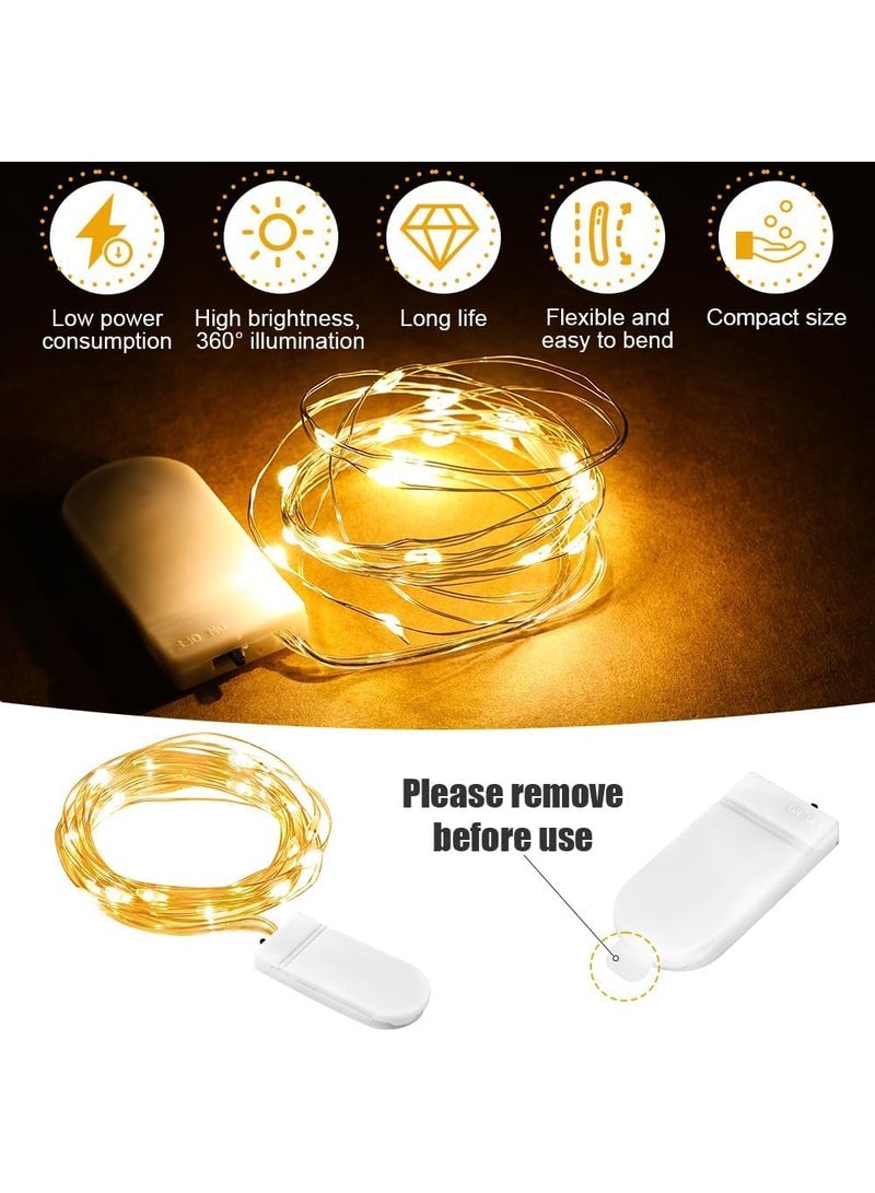 8 خيوط إضاءة فيرية تعمل بالبطاريات، ٢ متر مع ٢٠ مصباح LED على سلك نحاسي مرن - أضواء ديكور صغيرة بلون أبيض دافئ، مثالية للغرف، الزجاجات، الحفلات، رمضان والزفاف - Image 3