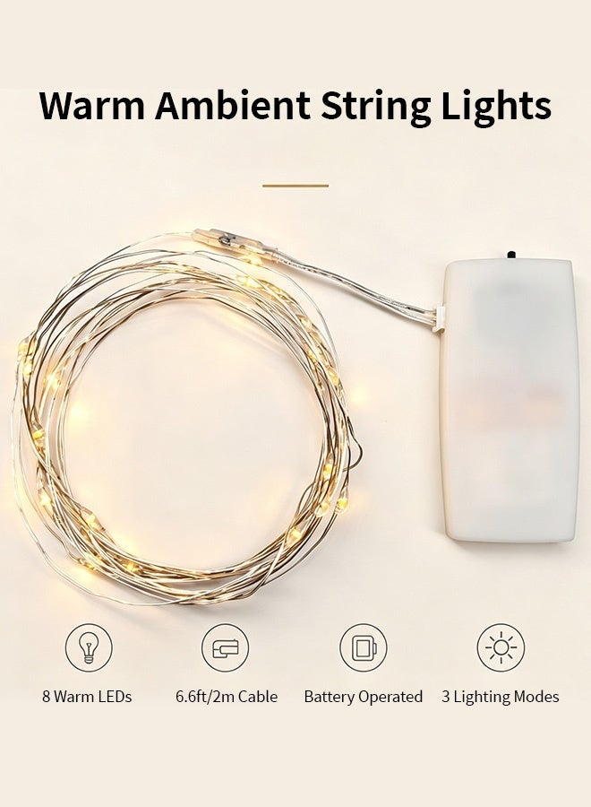8 Pack Fairy Lights Battery Operated, 2m 20 LED String Lights on Flexible Copper Wire | Warm White Mini Decorative Lights for Bedroom, Jars, DIY, Party, Wedding & Ramadan Festive Decor - Image 2