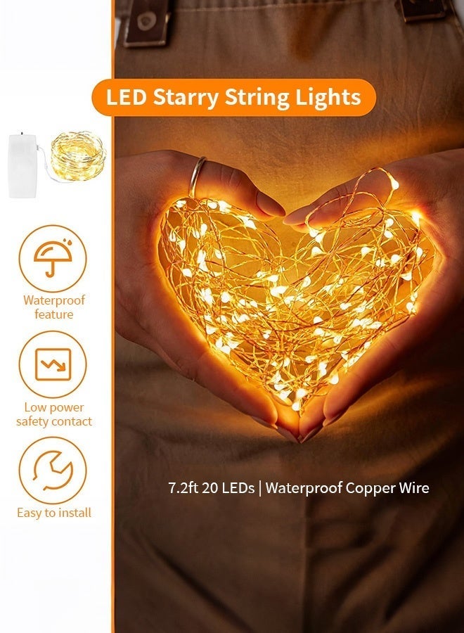 8 Pack Fairy Lights Battery Operated, 2m 20 LED String Lights on Flexible Copper Wire | Warm White Mini Decorative Lights for Bedroom, Jars, DIY, Party, Wedding & Ramadan Festive Decor - Image 5