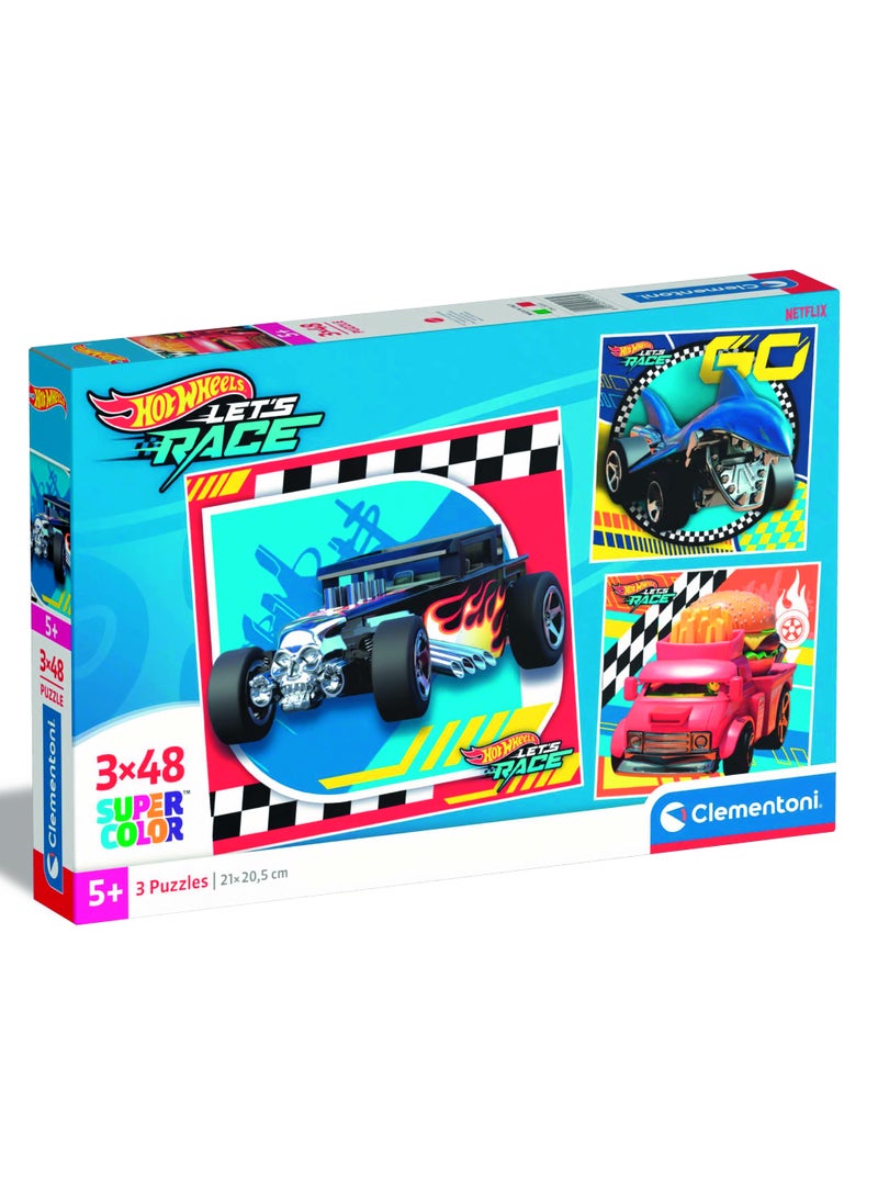 Clementoni Clementoni Puzzle Hot Wheels Trucks 3x48 Pieces | Jigsaw Puzzle | Children's Puzzle | Preschool Learning Toys | Develops Problem Solving Skills | Made in Italy  - Image 1