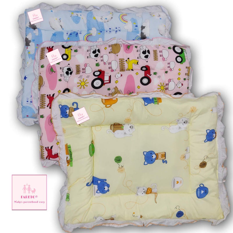 Fareto Newborn Baby Lacy Muslin Cotton Godari | Cradle Bed | Baby Bed (Multicolored)(0-1 Year)(Pack of 3) - Image 5