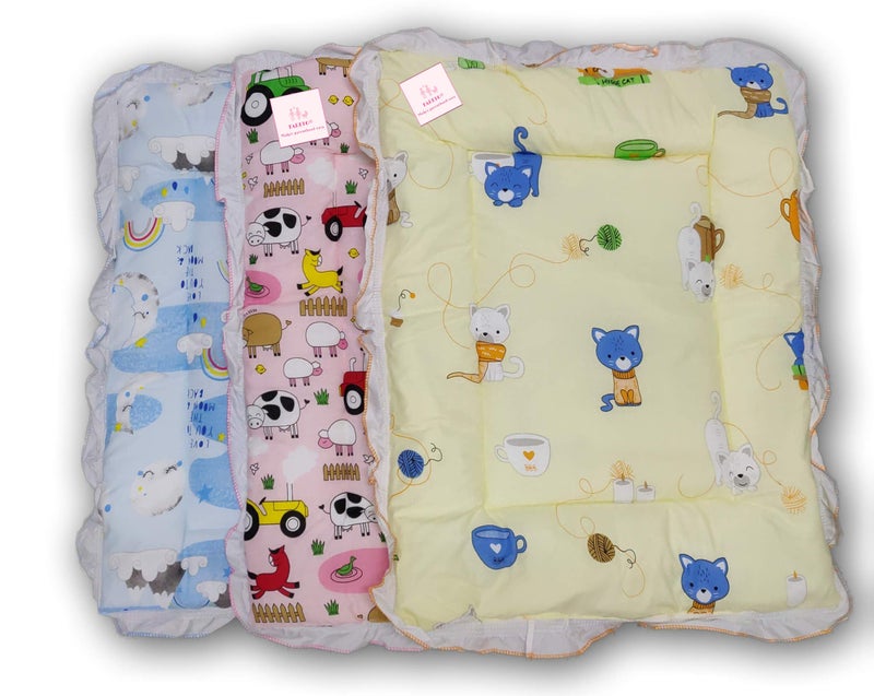 Fareto Newborn Baby Lacy Muslin Cotton Godari | Cradle Bed | Baby Bed (Multicolored)(0-1 Year)(Pack of 3) - Image 3