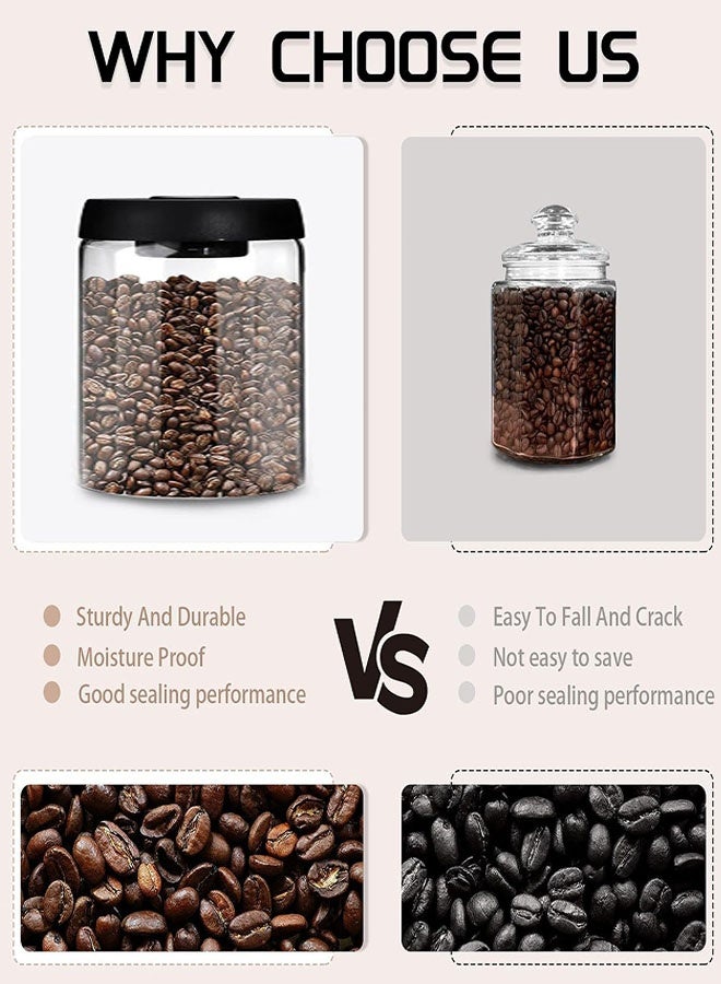علبة قهوة مفرغة من الهواء لتخزين حبوب القهوة، 500 مل/16.91 أونصة، حاوية تخزين قهوة محكمة الإغلاق، حاوية قهوة زجاجية مفرغة من الهواء يدويًا لحبوب القهوة، القهوة المطحونة، الشاي - Image 5