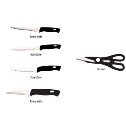 JRS TRADERS 6 PIS Wooden Knife Stand Stainless Steel Knife Set Knife Set Wodden Stand for Kitchen Set - Image 3