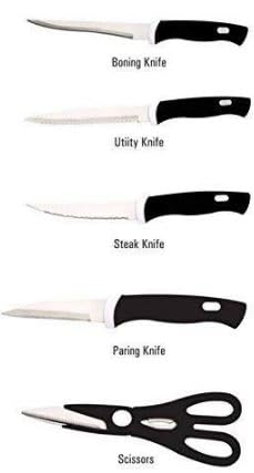 JRS TRADERS 6 PIS Wooden Knife Stand Stainless Steel Knife Set Knife Set Wodden Stand for Kitchen Set - Image 2